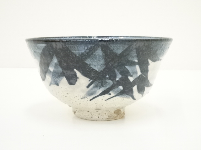 茶道具 呉須絵竹 茶碗 小川欣二 木箱付(メ1426) 茶道具 呉須絵竹 茶碗 小川欣二 木箱付(メ1426)